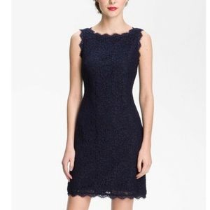 Adrianna Papell Navy Lace sheath dress